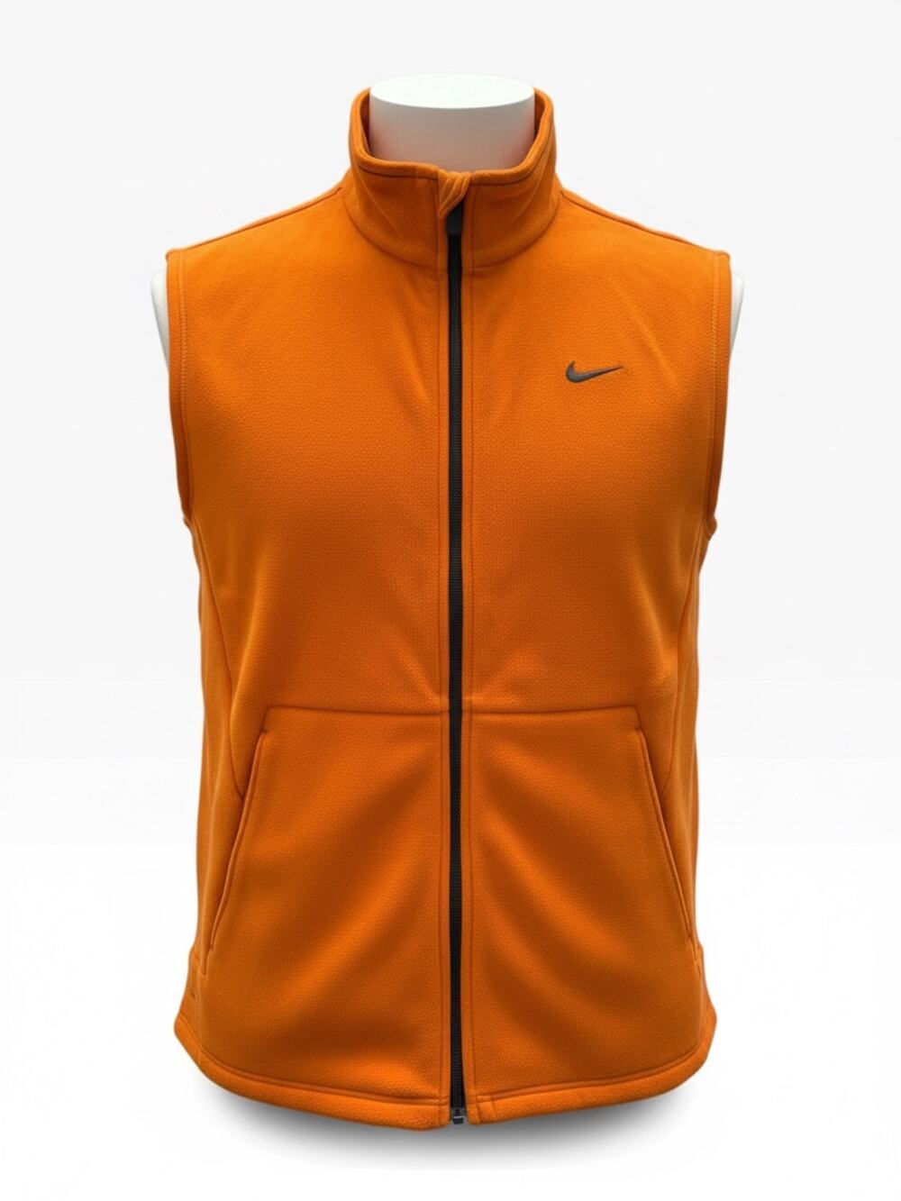 Nike Men Large Orange Full Zip Sleeveless Vest NWT Swoosh Athletic Golf Running